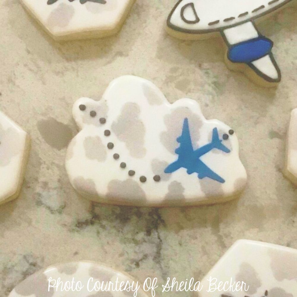 Airplane Theme Cookies using the Clouds Cookie Stencil