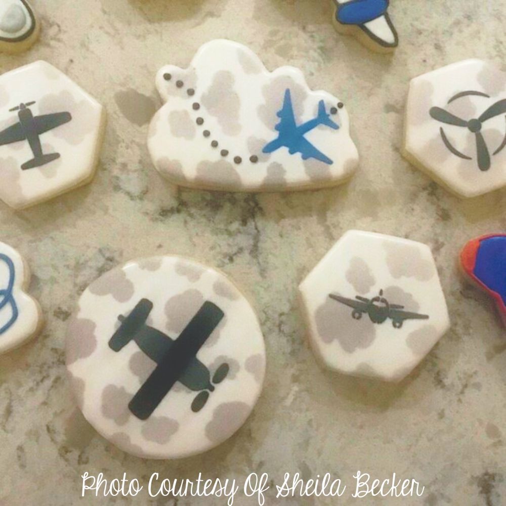 Airplane Theme Cookies using the Clouds Cookie Stencil
