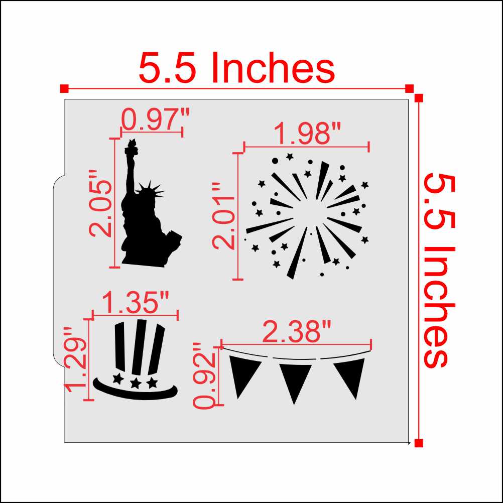 Measurements for the Patriotic Cookie Stencil