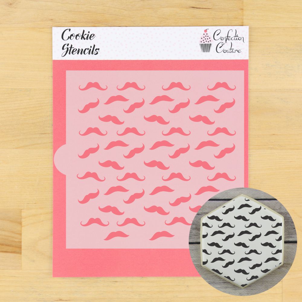Mustache Background Cookie Stencil