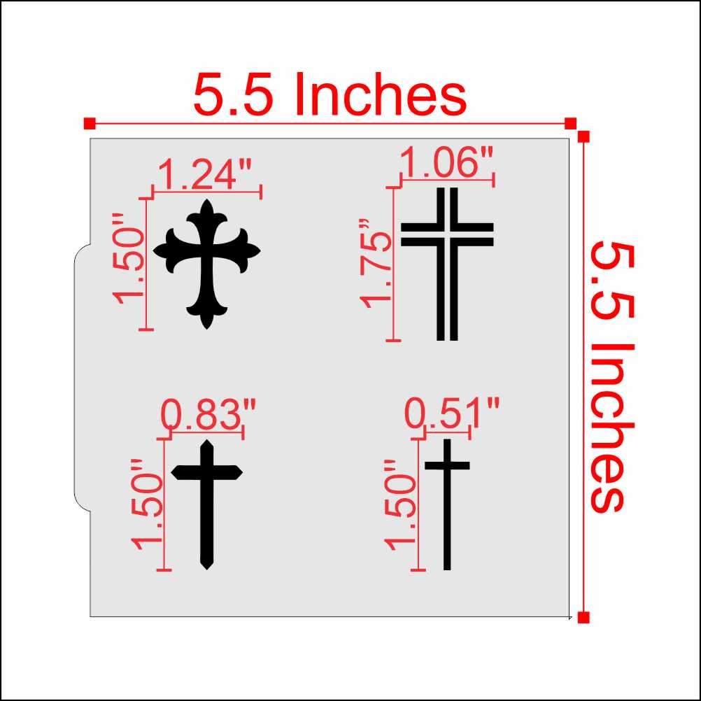 Crosses Cookie Stencil Dimensions