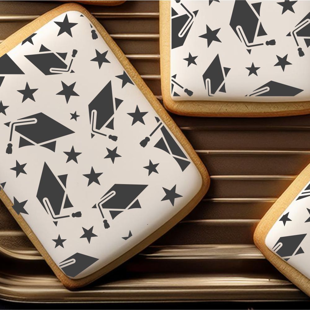 Graduation Cap and Gown Cookie Stencil
