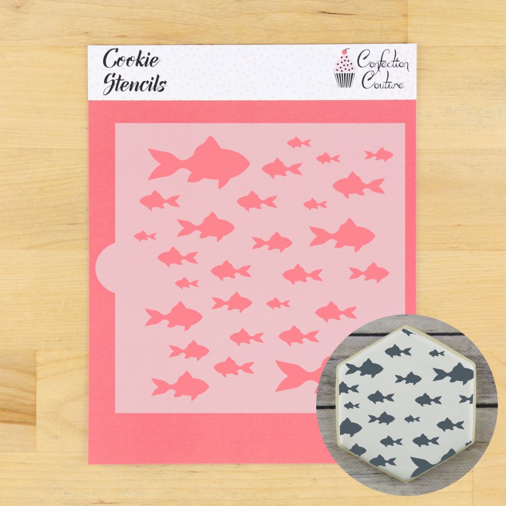 School Of Fish Background Cookie Stencil
