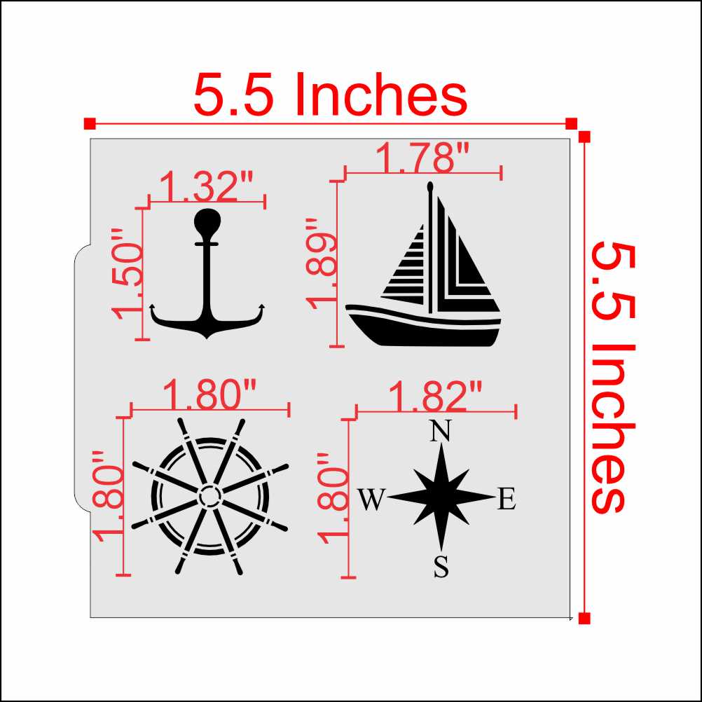 Measurements for the Sailor's Life Cookie Stencil
