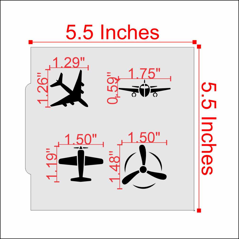 Measurements for the Planes Accent Cookie Stencil