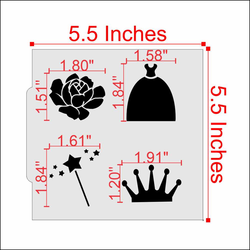 Measurements for the Princess Designs Cookie Stencil