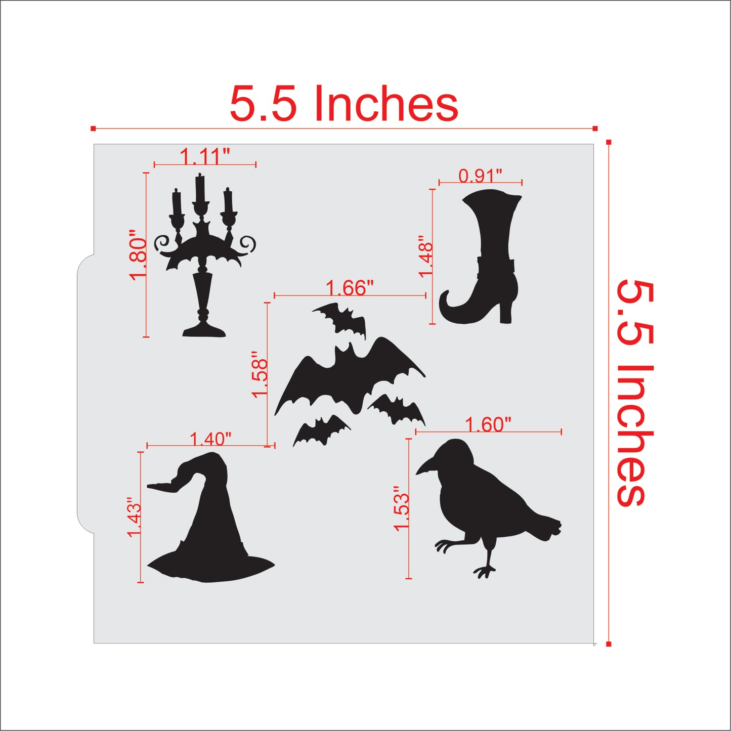 Measurements for the Halloween Cookie Stencil