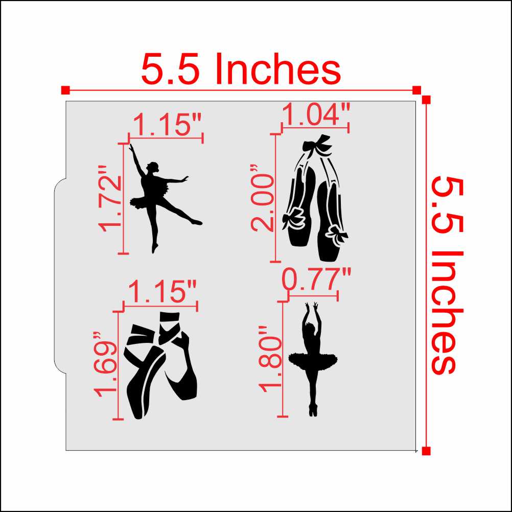 Measurements for the Ballerina Cookie Stencil