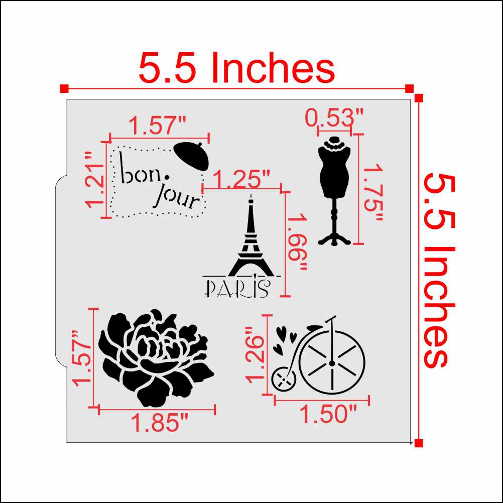 Measurements for the Paris Style Cookie Stencil