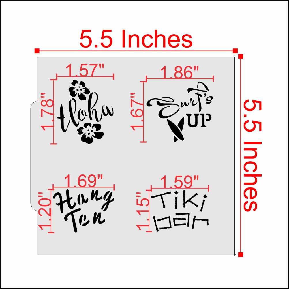 Measurements for the Surfer Messages Cookie Stencil