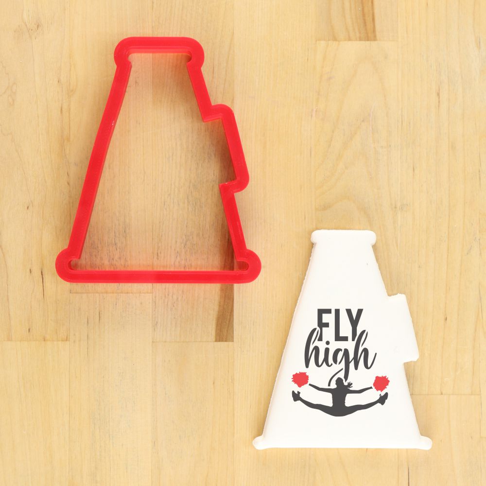 Cheerleading Megaphone Cookie Cutter Used With a Cheerleading Cookie Stencil