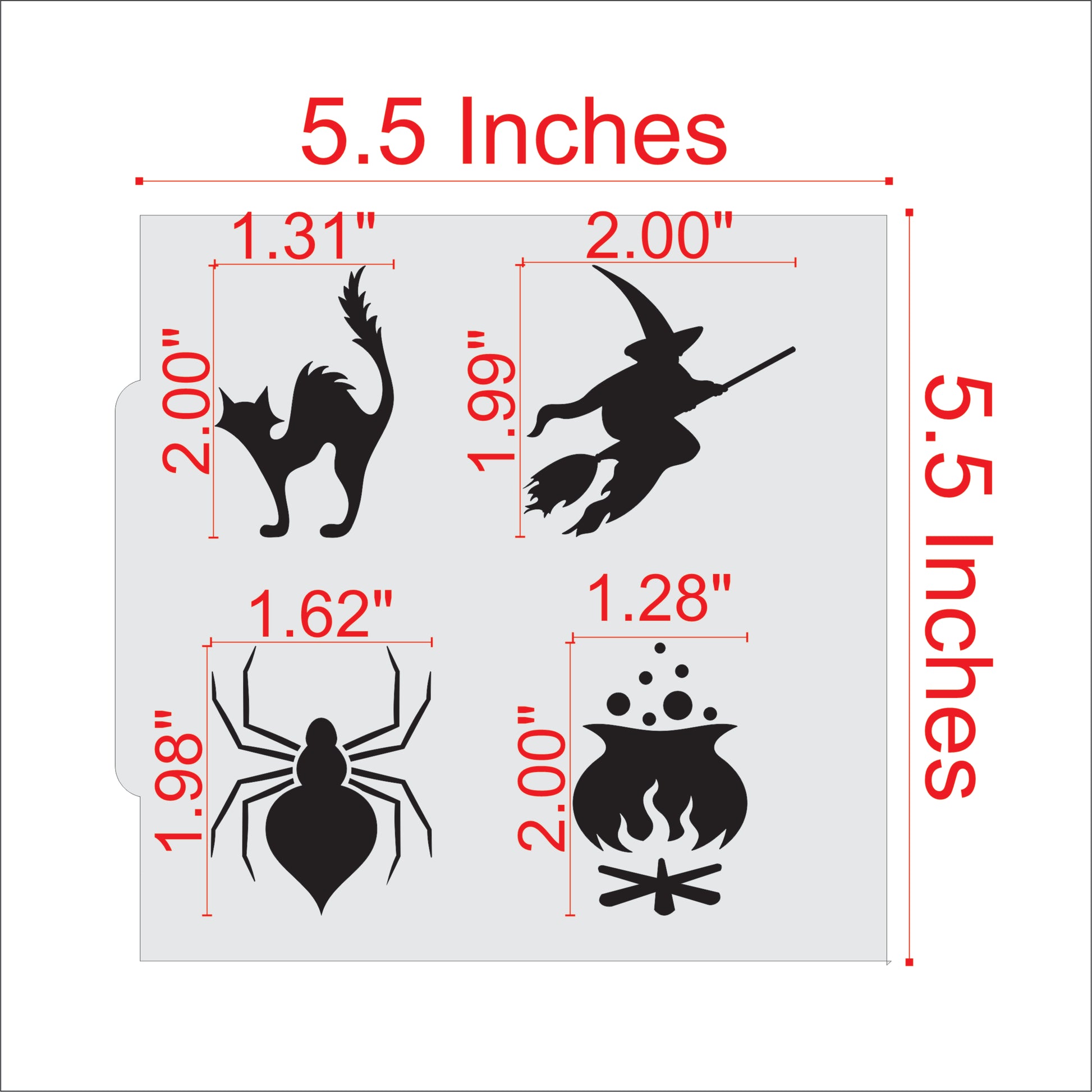 Measurements for the Spooktacular Halloween Cookie Stencil
