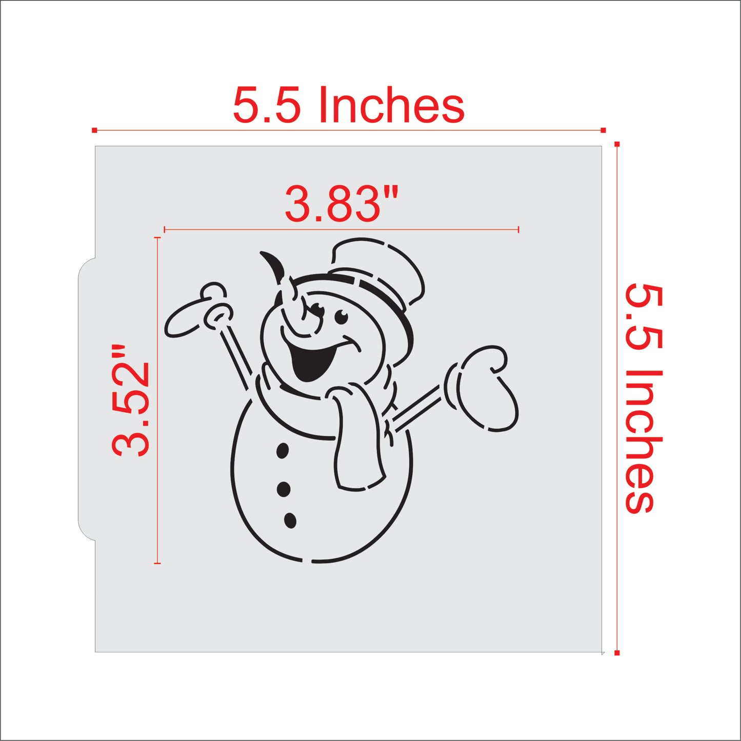 Measurements for the Snowman Paint Your Own Cookie Stencil