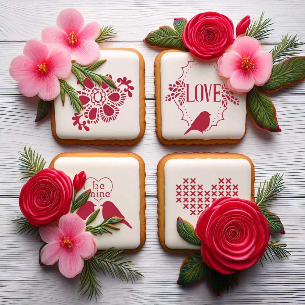 Vintage Valentines Cookie Stencils