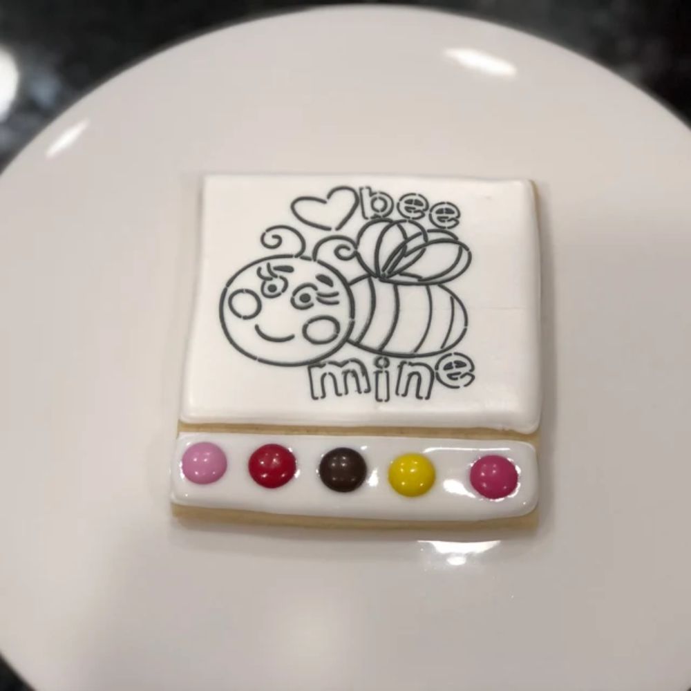 PYO Cookies decorated with Love Bug Paint Your Own Cookie Stencil by Michelle Young
