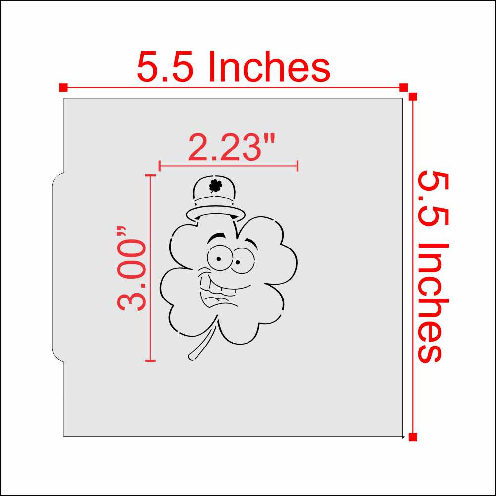 Measurements for the Shamrock Paint Your Own Cookie Stencil