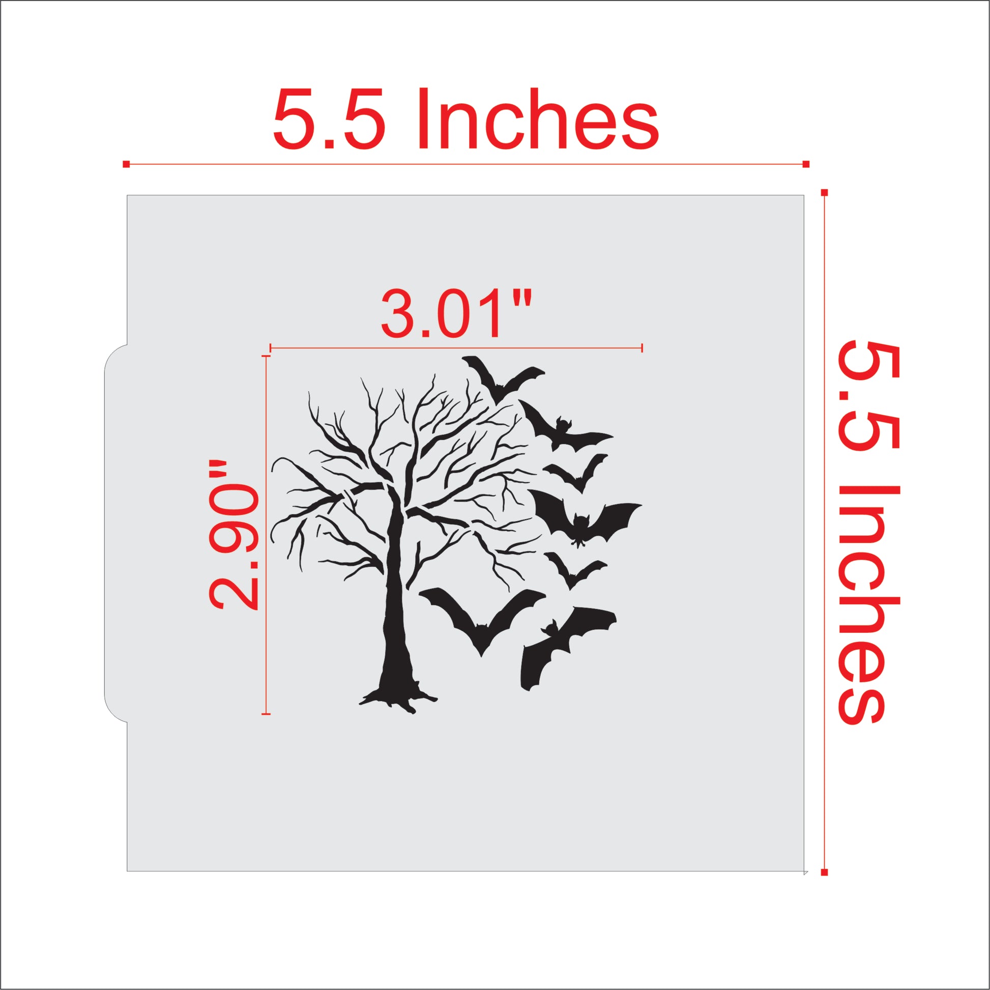 Measurements for the After Midnight Halloween Cookie Stencil