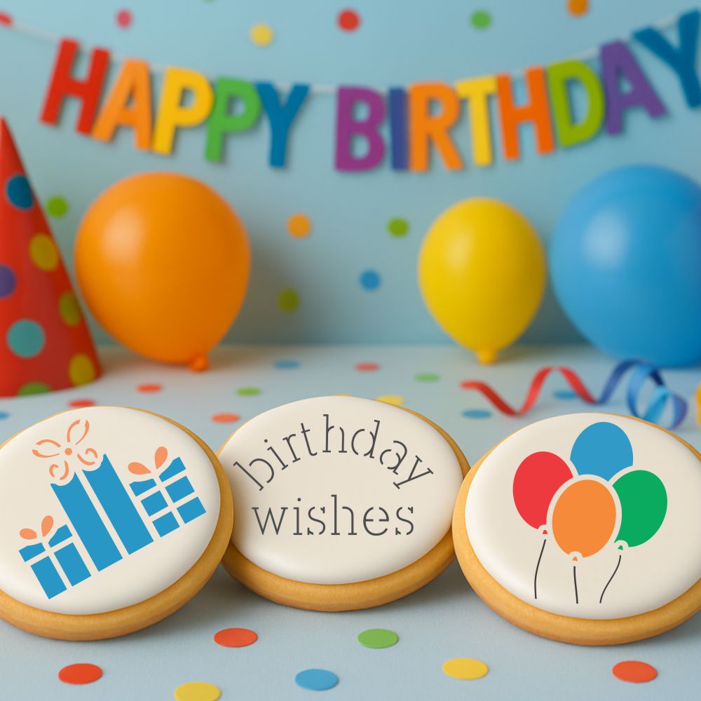 Birthday Round Cookie Stencil 3 Pc Set
