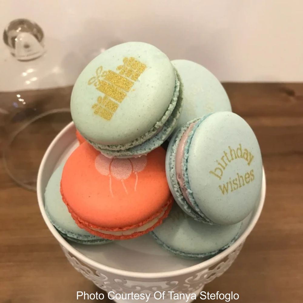 Macarons using the Birthday Round Cookie Stencil 3 Piece Set