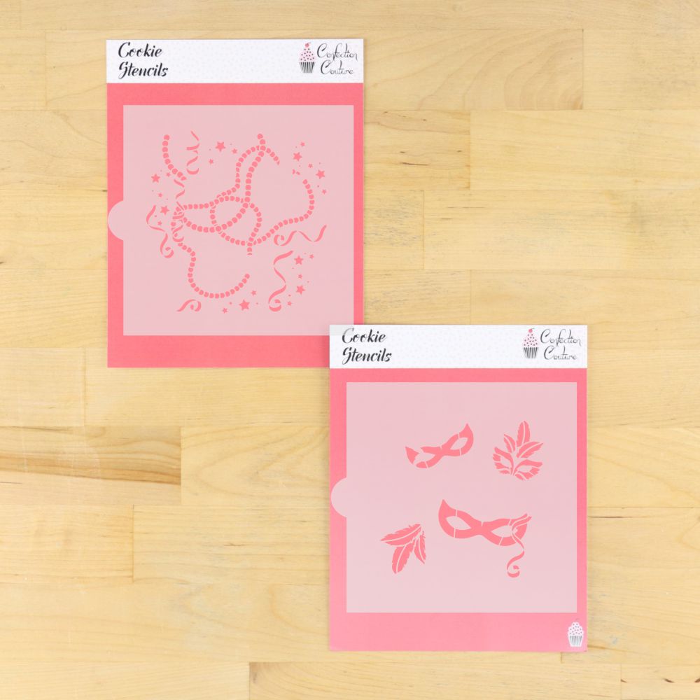 Mardi Gras Background Cookie Stencil 2 overlay