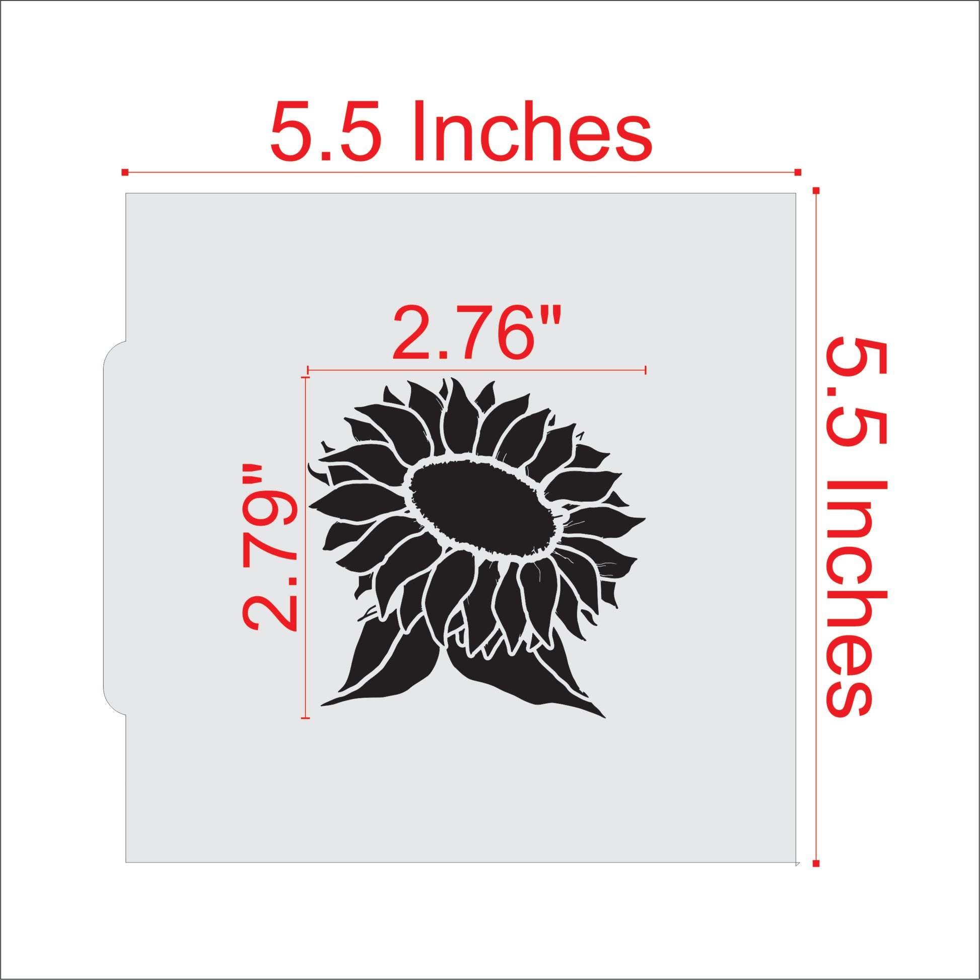 Measurements for the Sunflower Accent Cookie Stencil