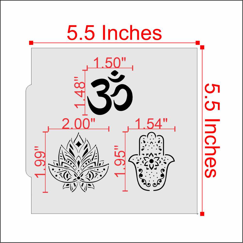Measurements for Hindu Symbols Cookie Stencil