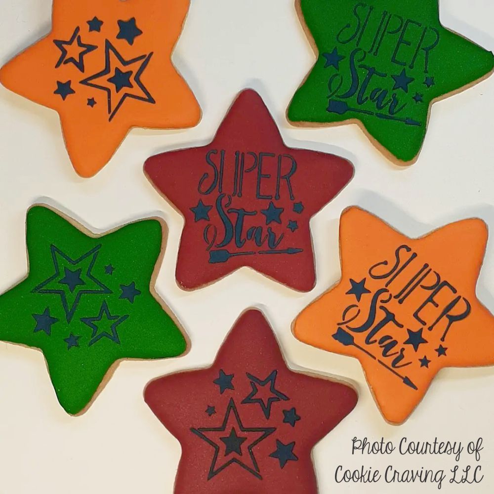 Star Shaped Cookies Using the Back to School Messages Cookie Stencil