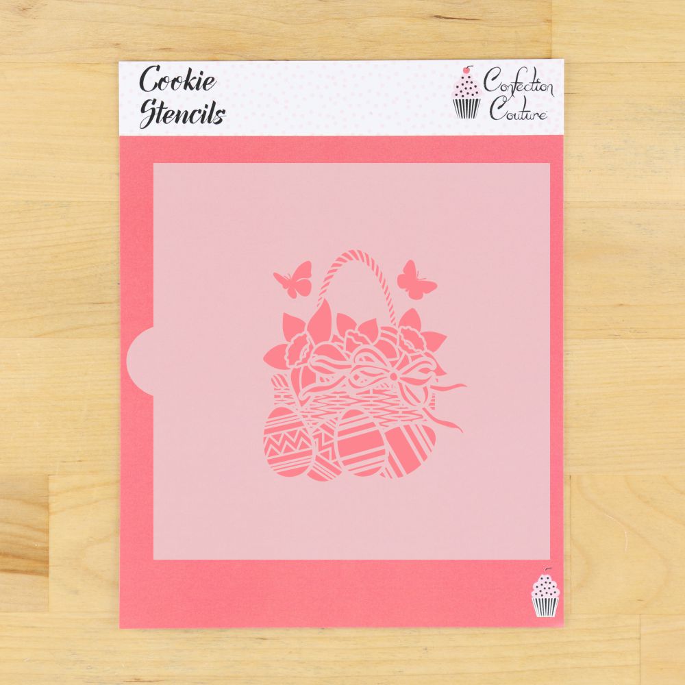Floral Easter Basket Accent Cookie Stencil