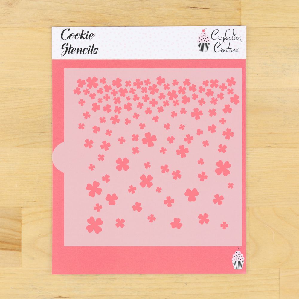 Cookie stencils featuring a vibrant pink floral design for decorating cookies.