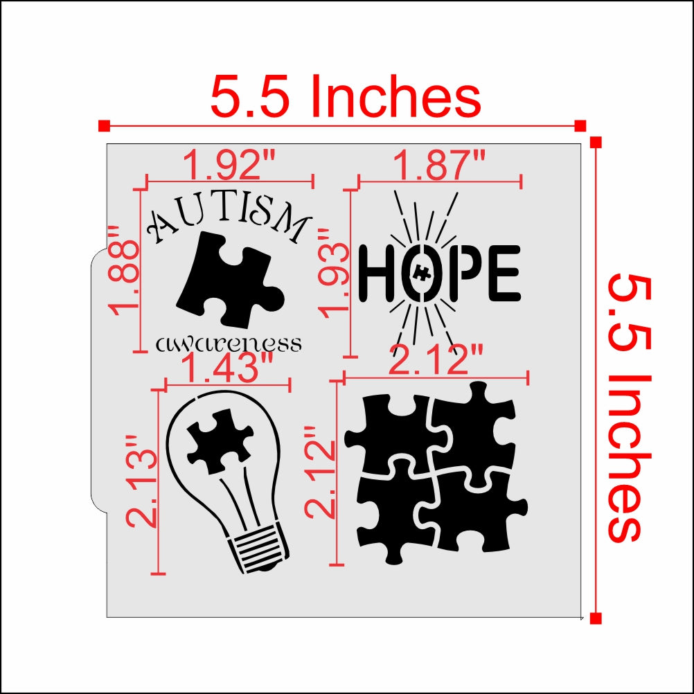 Measurements for the Autism Awareness Cookie Stencil With Cookie Cutters