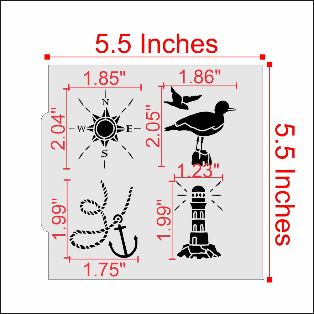 Measurements for the Salty Air Cookie Stencils