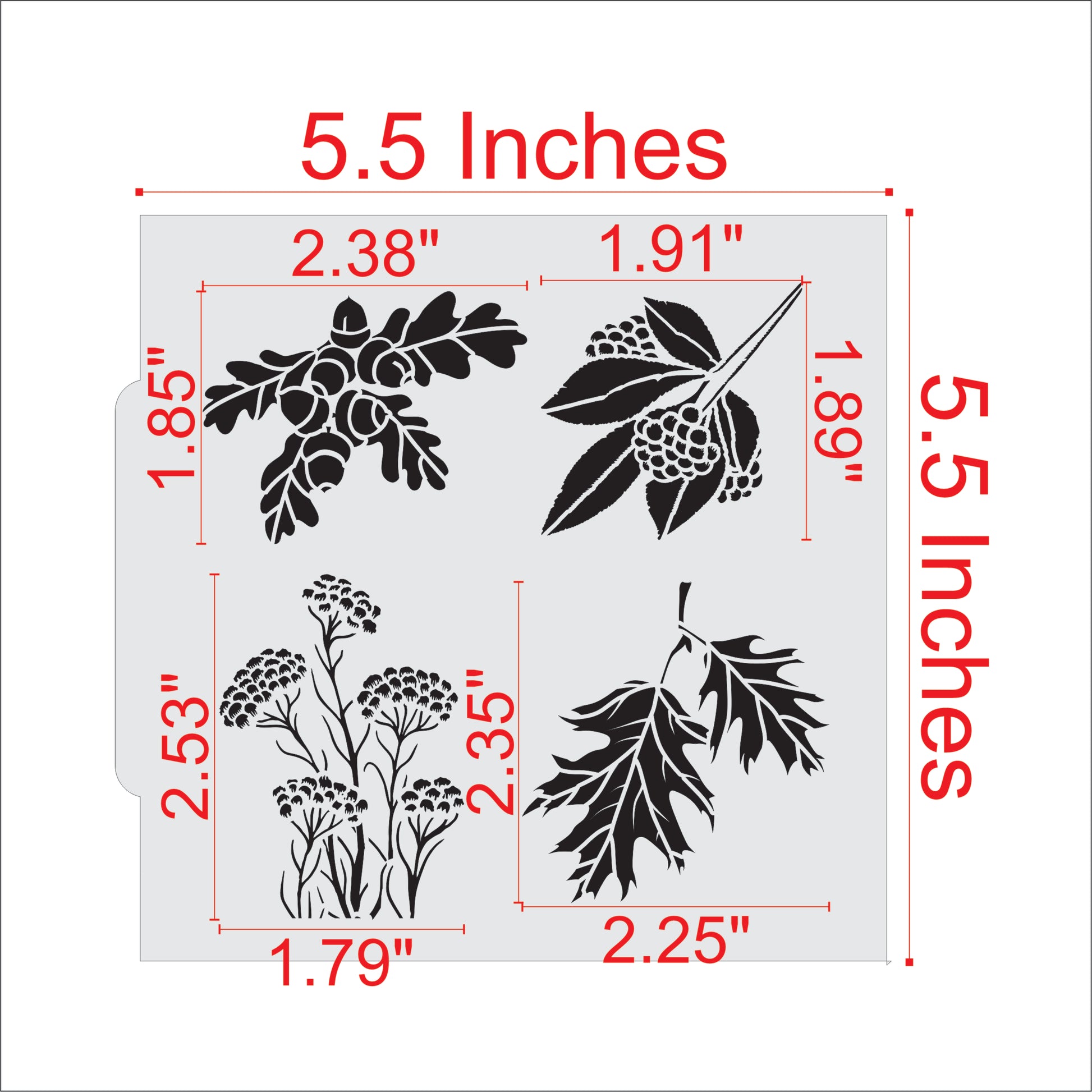 Measurements for the Woodland Walk Cookie Stencil