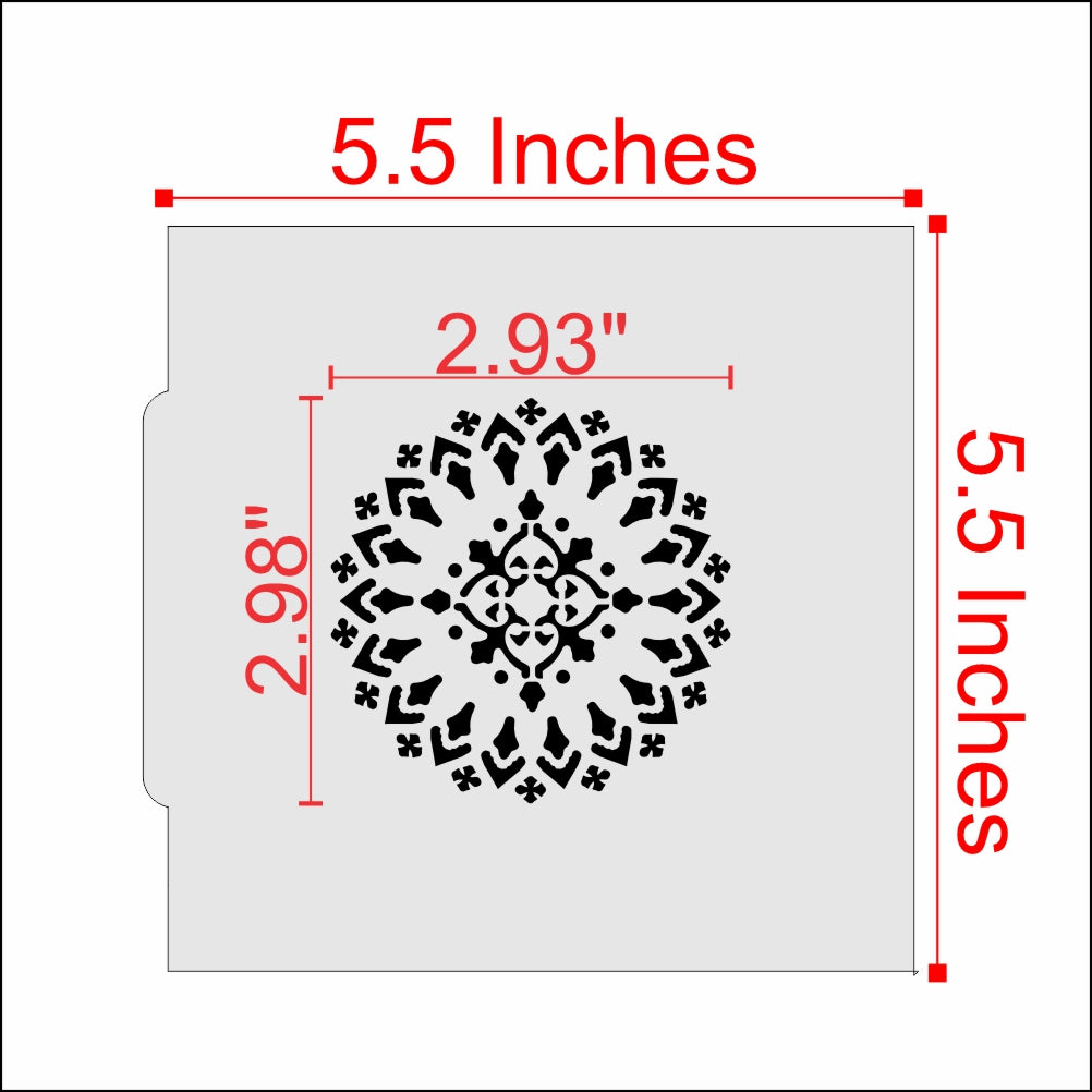 Boho Mandala Cookie Stencil Dimensions