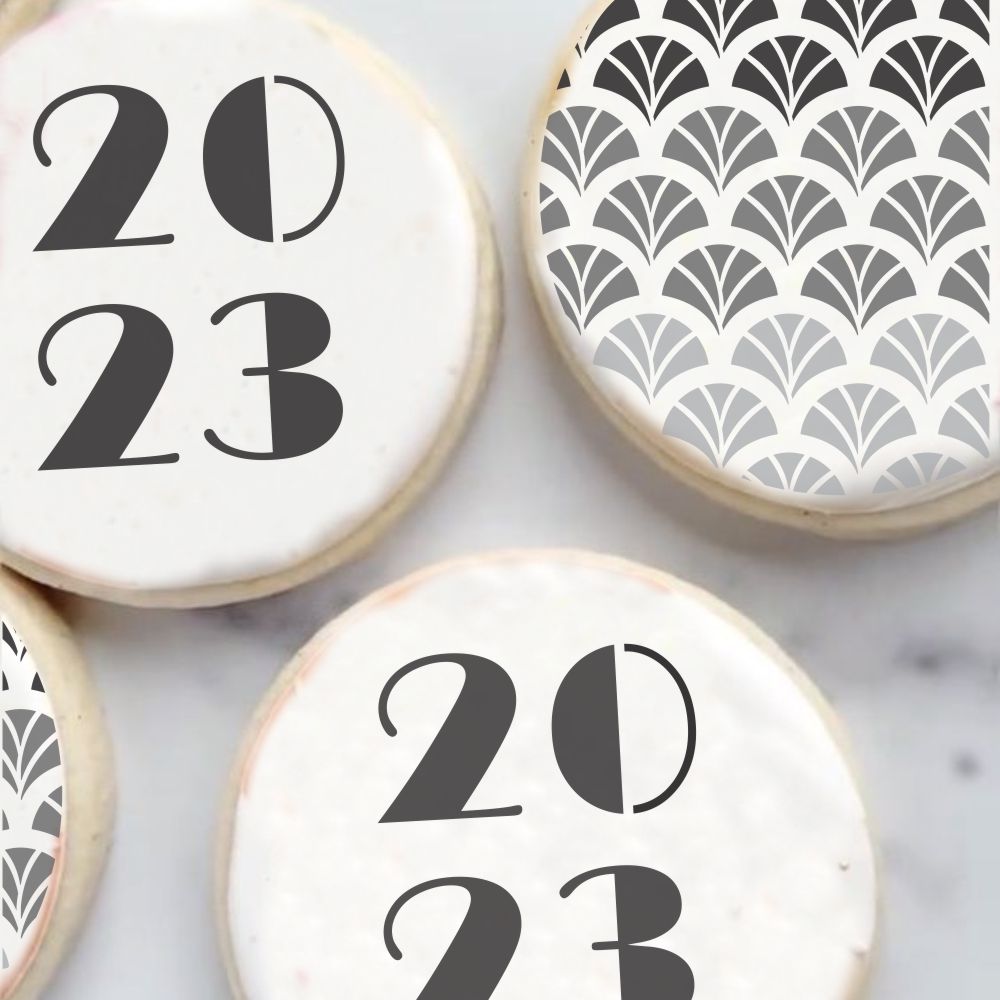 Cookies for New Year's Eve using Broadway Numbers Cookie Stencil