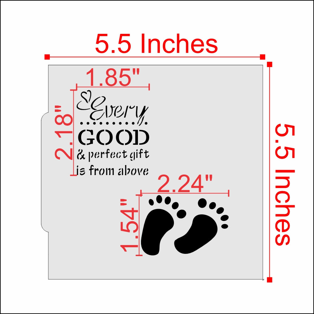 Measurements for the Good and Perfect Gift Cookie Stencil