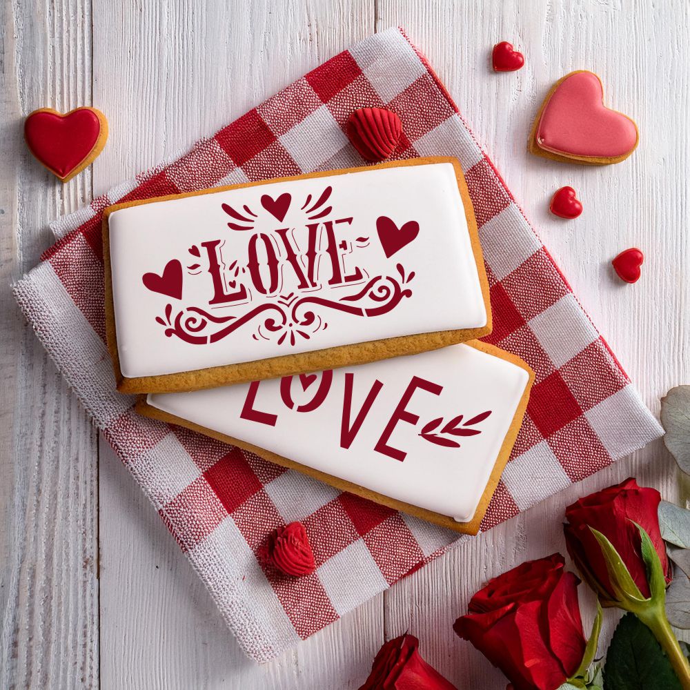 Retro Love Cookie Stencil