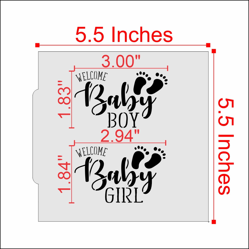 Measurements for the Welcome Baby Cookie Stencil