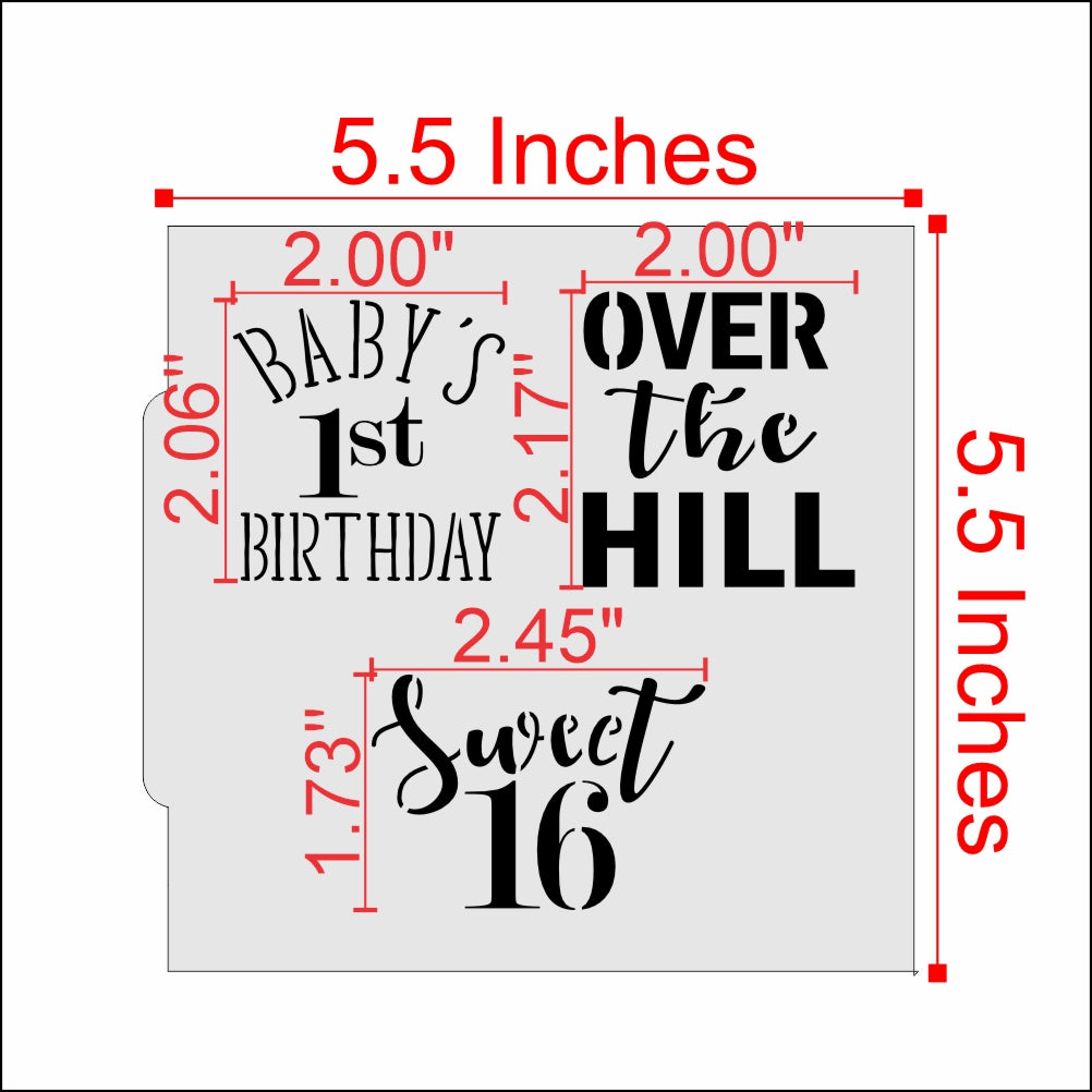 Milestone Birthday Message Cookie Stencils
