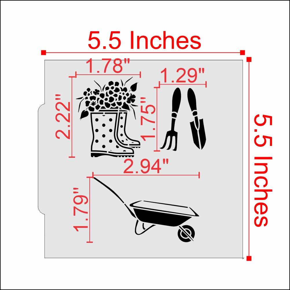Measurements for the Garden Elements Cookie Stencil