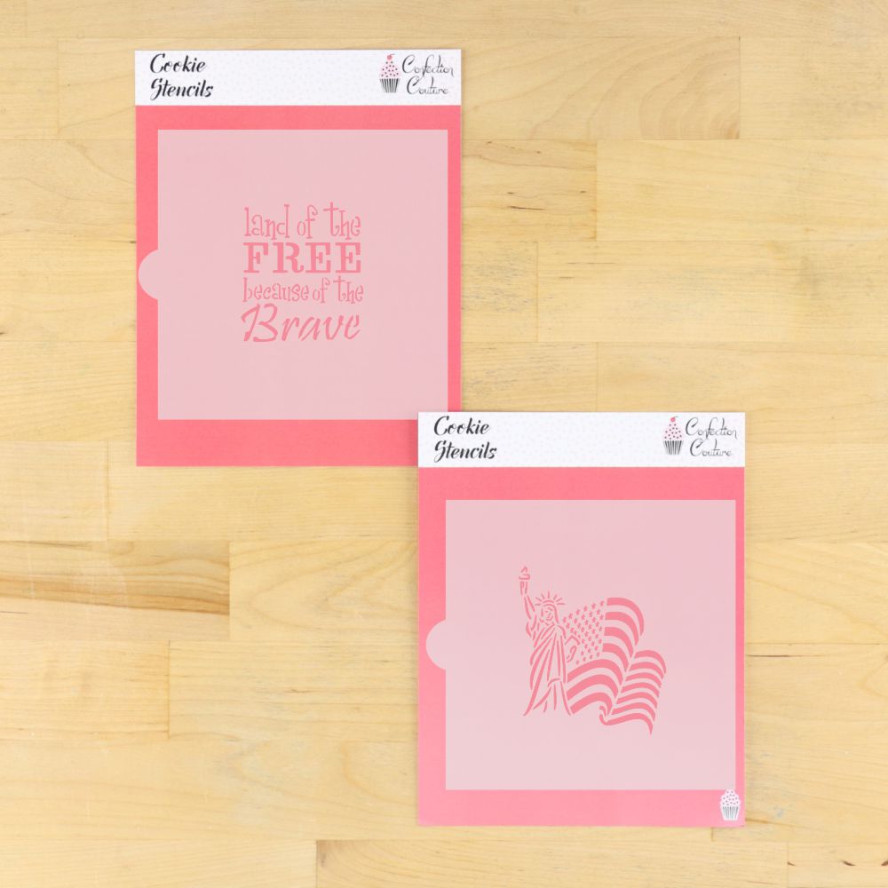 Land of the Free because of the Brave 2 piece cookie stencil set.