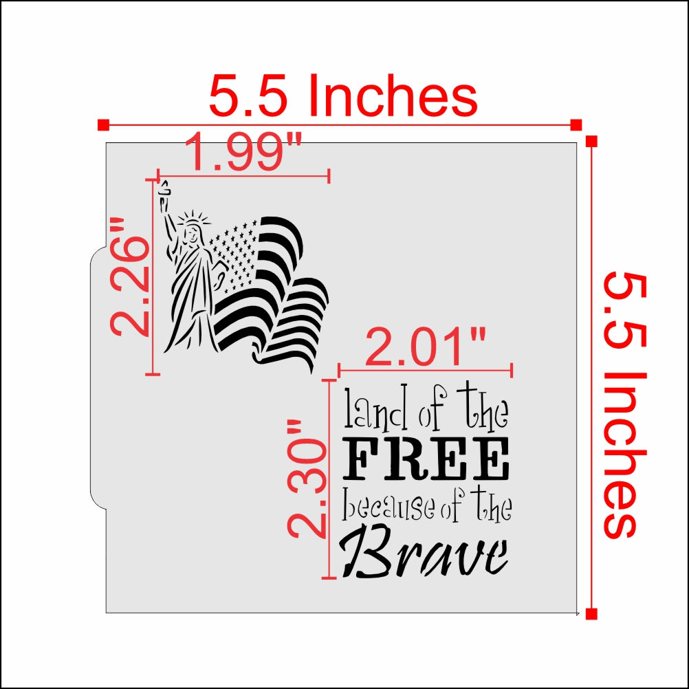 Land of the Free Cookie Stencil Dimensions