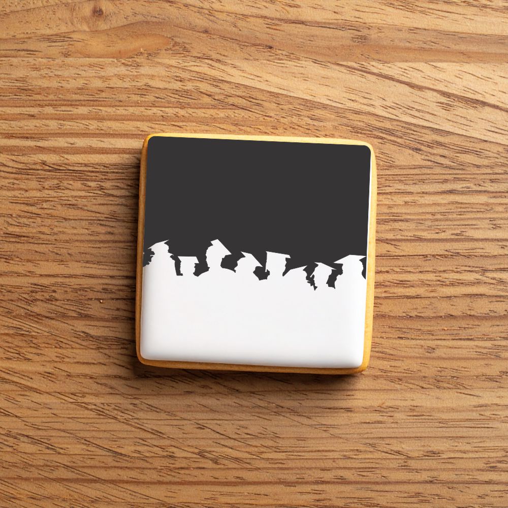 Cookie decorated using the Graduates Cookie Stencil Edger