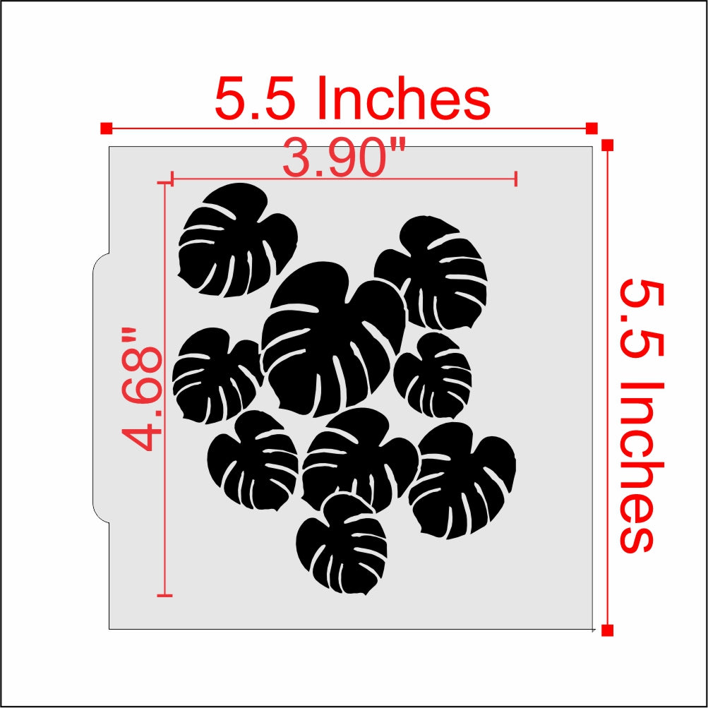 Measurements for the Philodendron Cookie Stencil