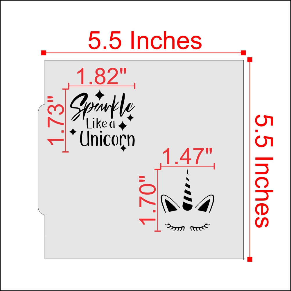 Measurements for the Sparkle Like a Unicorn Cookie Stencil