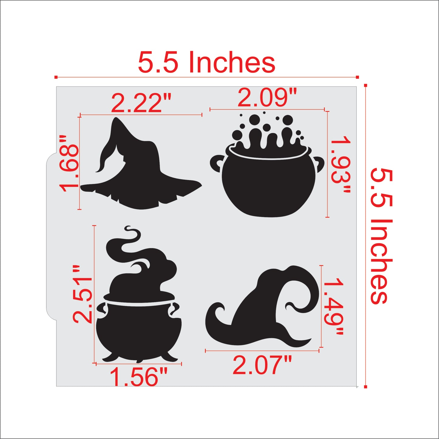 Measurements for the Witch Cookie Stencils