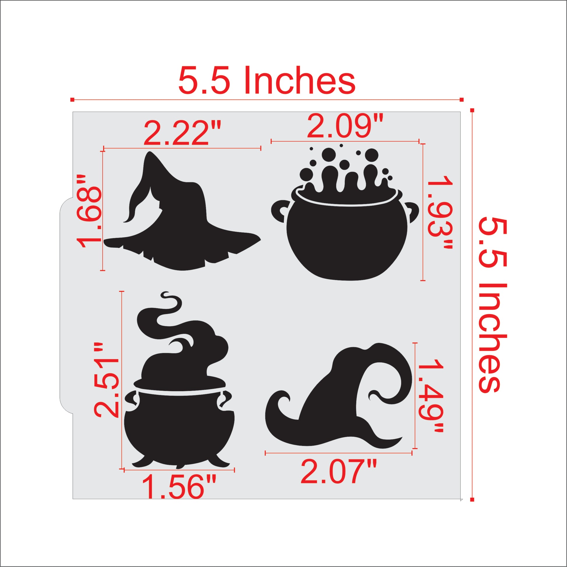 Measurements for the Witch Cookie Stencils
