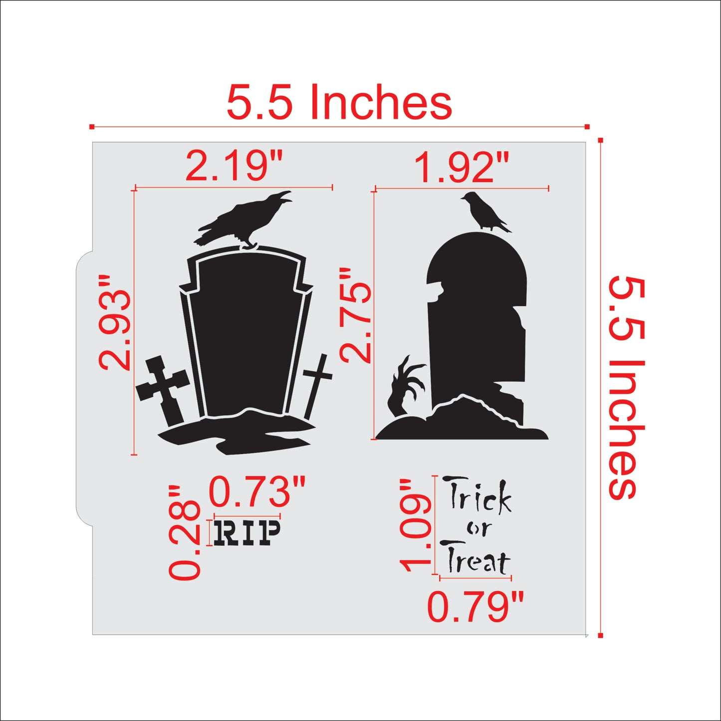 Measurements for the Halloween Headstone Cookie Stencils