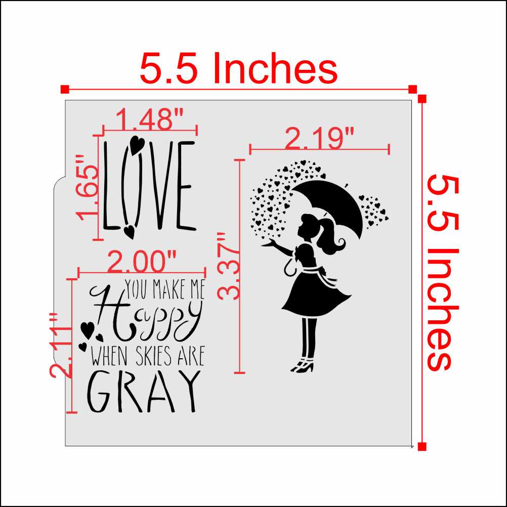 Measurements for the When Skies are Gray Cookie Stencil