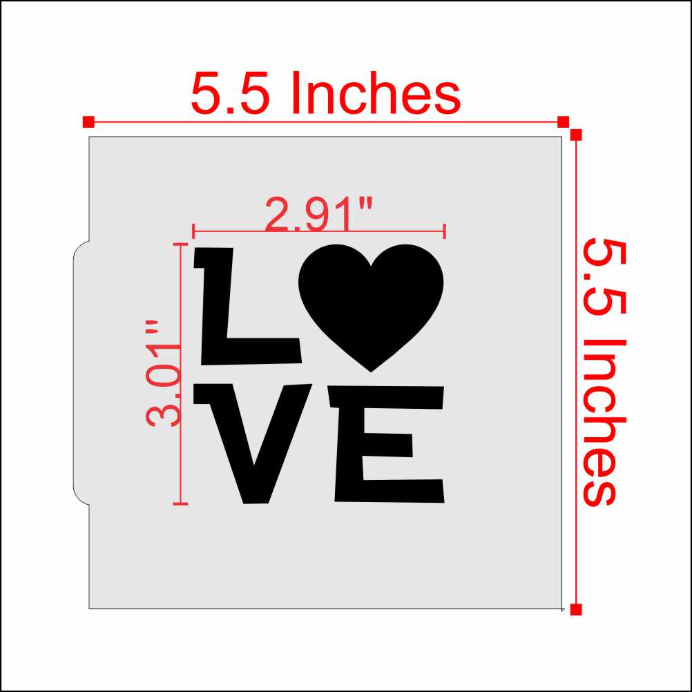 Measurements for the Love Message Cookie Stencil