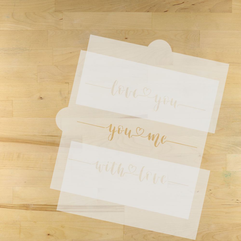 Love Script Cookie Stencil being used with an isolation tool
